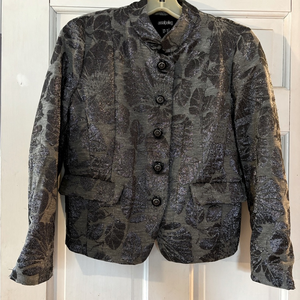 Assafpelleg metallic blazer floral pattern